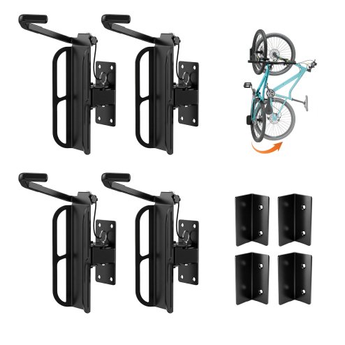 MONVELO Bike Rack Hook-mounted Parking Rack Swivel Wall Mount Bike Storage 4PCS