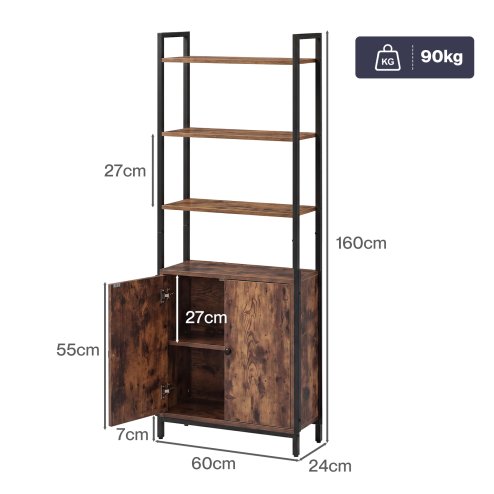 Levede Bookshelf 6 Tier Adjustable Display Shelf90kg Living Room Walnut Colour