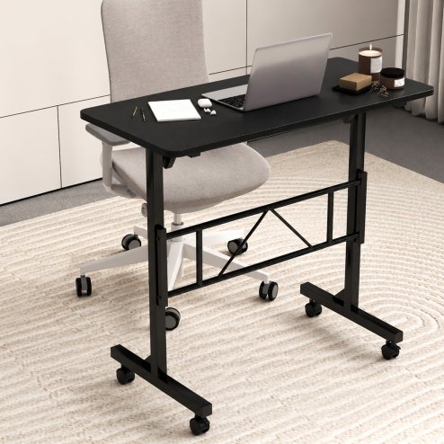 Levede Standing Desk Small Adjustable Height Folding Office 50kg Load Black