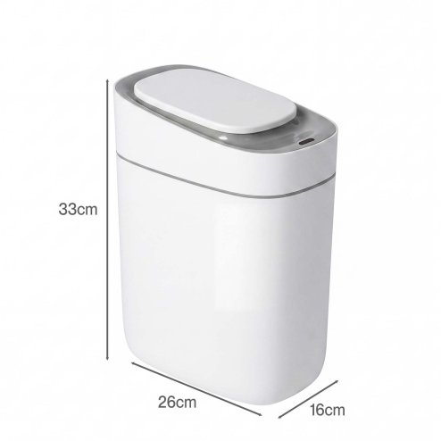 Toque Smart Trash Bin Slim Sensor Bathroom Bin With Lid Silent Open Close White