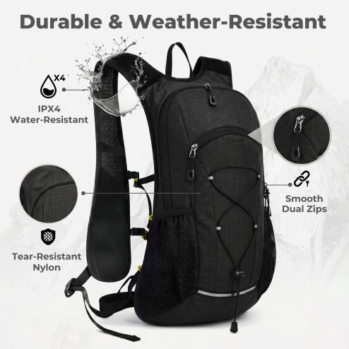Swifto Hiking Backpack Foldable 20L Water Resistant Daypack Camping Black