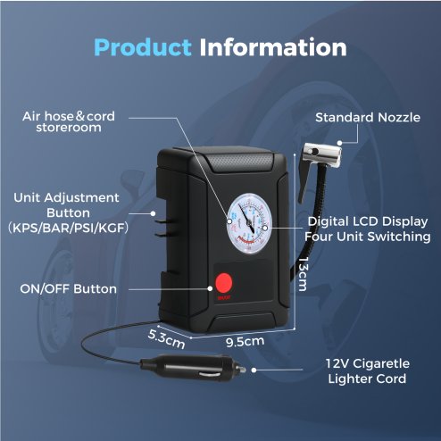 Manan Car Tyre Inflator Air Compressor Pump Portable Electric Digital 150PSI