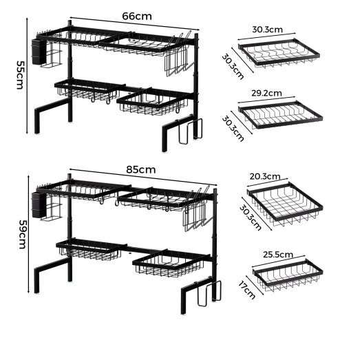 Toque Over Sink Dish Drying Rack 2 Tier Adjustable Drainer Rack Space Saving