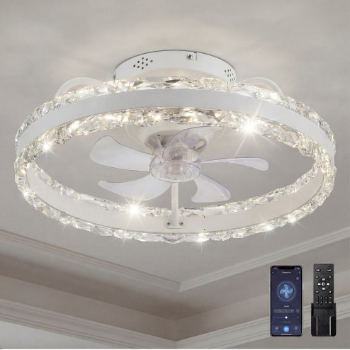 Emitto LED Ceiling Fan Light Dimmable 6 Speed Lamp Living Room with Remote APP