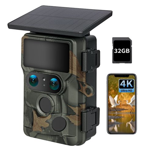 Centra Solar Trail Camera 4K Dual Lens WiFi Bluetooth Night Vision 32GB Card