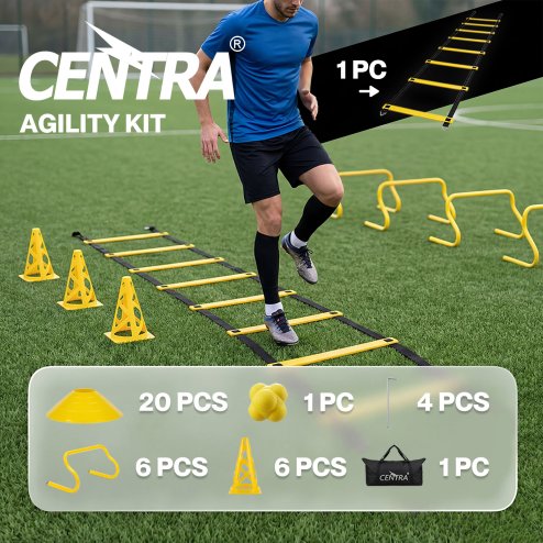 Centra Football Training Equipment Pro Agility Kit Speed Ladder Cones Hurdle