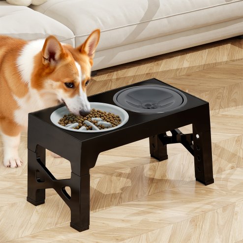 Skylos Elevated Pet Feeder Raised Dog Food Water Feeding Bowl Adjustable Folding