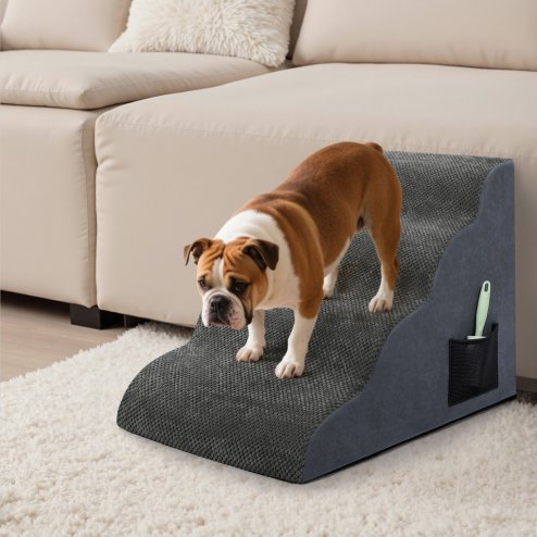 Skylos 4-Step Pet Stairs for Bed Sofa High Density Foam Dog Ramp Non-Slip Ladder