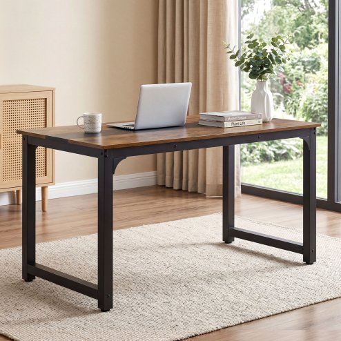 Levede Dining Table 4-6 Seater Retro Kitchen Adjustable Foot for Home Walnut