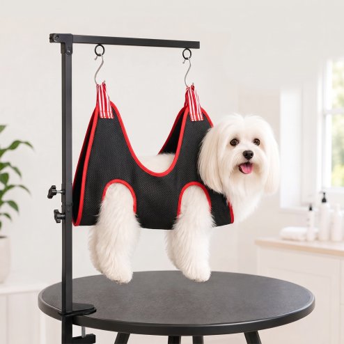 Skylos Dog Grooming Table Arm Adjustable 270 Steel Clamp Hammock for Home Black