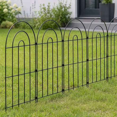Mountview Garden Fence 10pc Metal Dog Fence Picket Fence Black Steel
