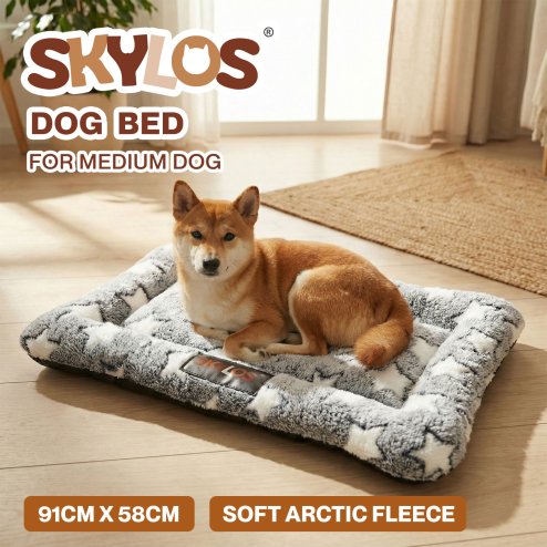 Skylos Dog Bed Pet Cat Cushion Crate Mat Arctic Fleece Extra Large Anti-slip