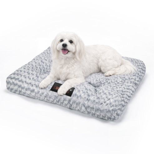 SKYLOS Small Dog Bed Soft Rose Velvet Non-Slip Pet Crate Keneel Mattress Mat