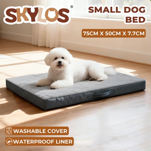 SKYLOS Washable Dog Bed Waterproof Plush Non-Slip Pet Mattress for Small Dogs