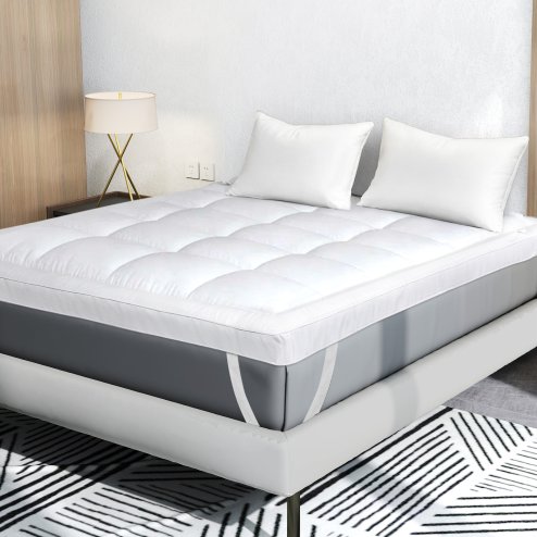 Lavio Mattress Topper Double Size 10cm Deep Soft Microfibre Washable with Strap