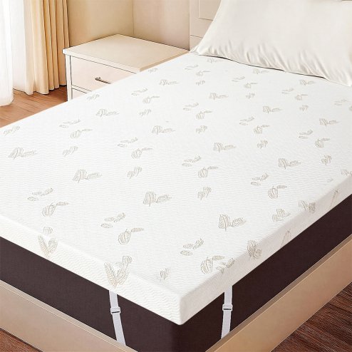 Lavio Mattress Topper Memory Foam Double Dual Layer Pressure Relief Anti Slip