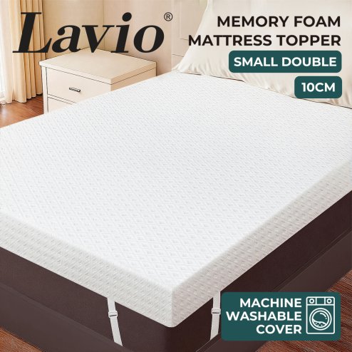 Lavio 4 Inch Memory Foam Mattress Topper Cooling Small Double Pressure Relief