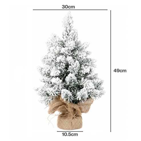 Santaco Christmas Tree Mini 49cm Snow Flocked PVC LED Tabletop Desk Xmas White