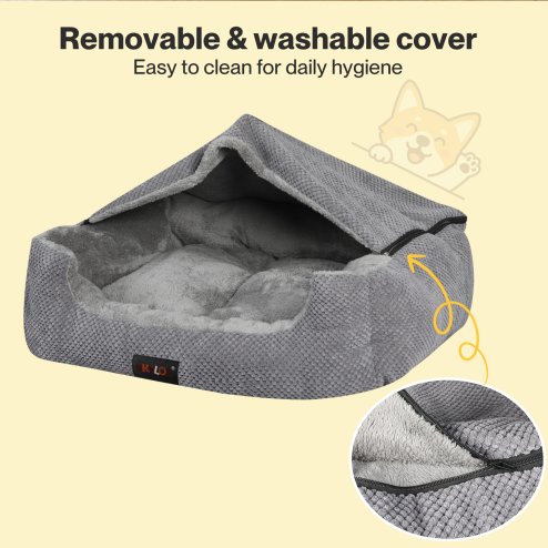 Skylos Large Dog Bed Pet Cave Bed Article Fleece Soft Washable Removable Blanket