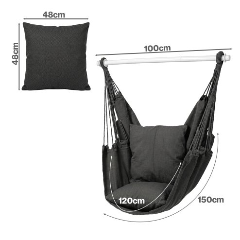 Mountview Hammock Chair Hanging Rope Swing Seat Indoor Outdoor with Cushions