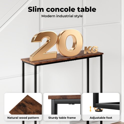 Console Hall Table Slim Entryway Hallway Sofa Table Display Shelf Industrial