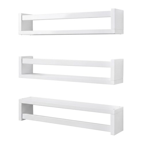 Levede Nursery Book Shelves Kids Wall Floating Shelf White Solid Wood 3 Pack