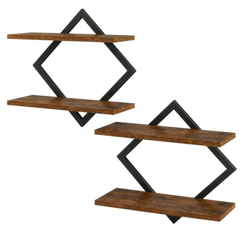 Levede Floating Shelves Hanging Rustic Brown Stylish Wall Storage 2 Set