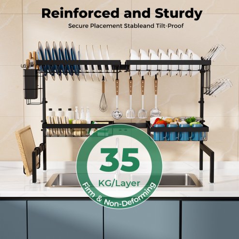 TOQUE Dish Drainer Rack Over the Sink Dish Drying Rack