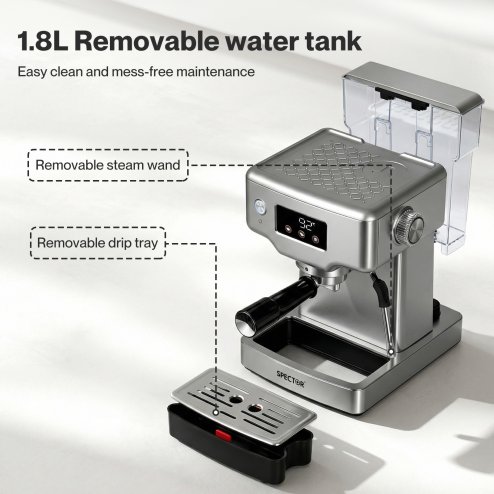 Spector Ultra Espresso Machine with LCD Display, Barista Coffee Machine