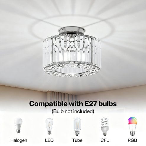 Emitto Crystal Ceiling Light Modern Chandelier Bedroom Hallway Pendant Lamp E27