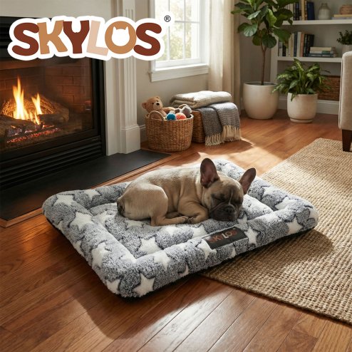 Skylos Dog Bed Pet Cat Cushion Large Dog Puppy Crate Mat Arctic Fleece Soft Warm