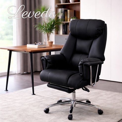 Executive Office Chair Heavy Duty Wide Spring Cushion Recliner Footrest 150kg