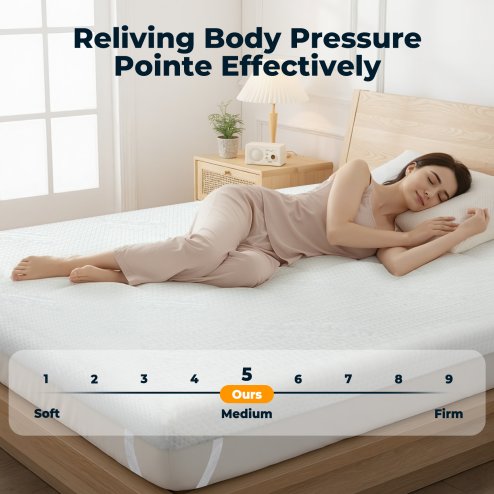 Memory Foam Mattress Topper Double Bamboo Cooling Gel Support Comfort Balanced