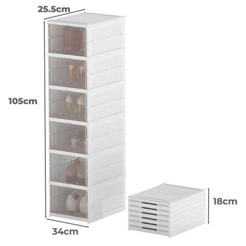 Levede Shoe Box Foldable Home Shoe Shelf Ventilated Storage Organizer 6 Pcs