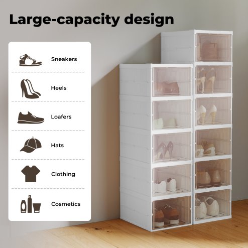 Levede Shoe Box Foldable Home Shoe Shelf Ventilated Storage Organizer 6 Pcs