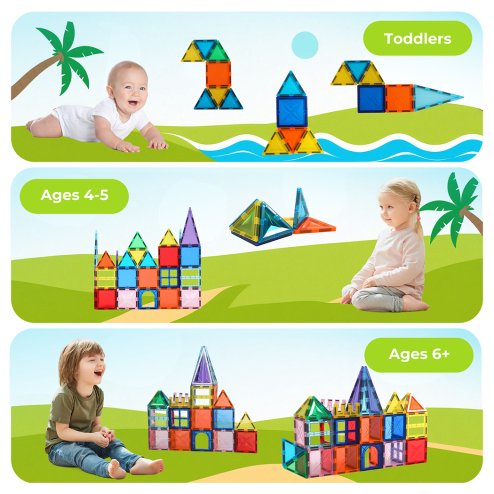 Dekko Kids Magnetic Building Blocks Magnetic Tiles Educational Construction Toy