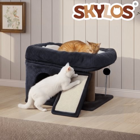 Skylos Cat Tree Tower Big Perch Bed Spacious Condo with Sisal Scratching Post