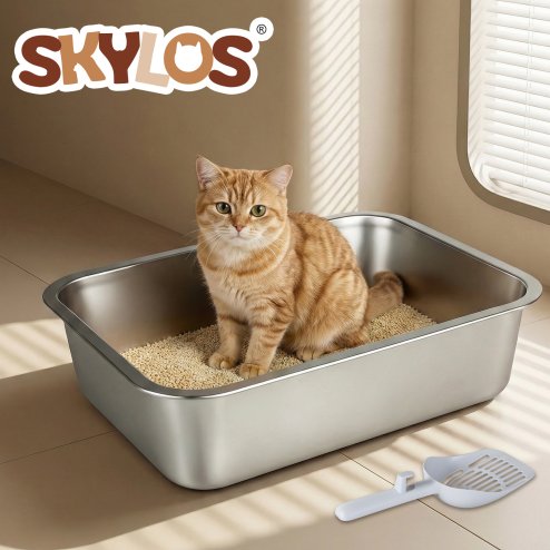 Skylos Litter Box for Small Animals, Stainless Steel