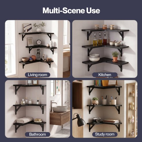 Levede Floating Shelf Wall Mounted 3pc Corner Shelf Unit Home Sotrage Decor