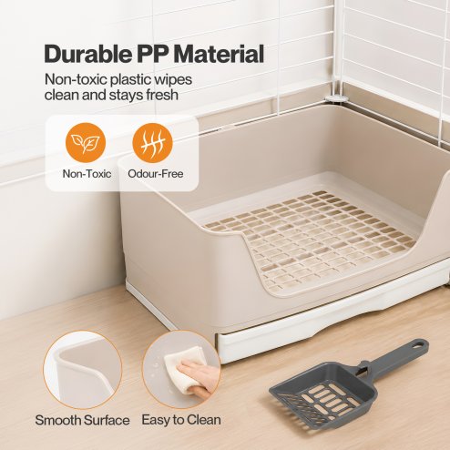 Skylos Rabbit Litter Tray Drawer Box Easy-Clean Secure for Indoor Cage Use Brown