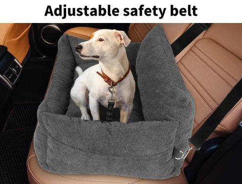 Skylos Pet Car Booster Seat Dog Protector Portable Travel Bed Removable Grey L