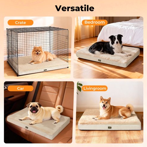 Skylos Pet Bed Large Washable Dog Cushion Crate Mattress Non Slip 90x60cm Soft