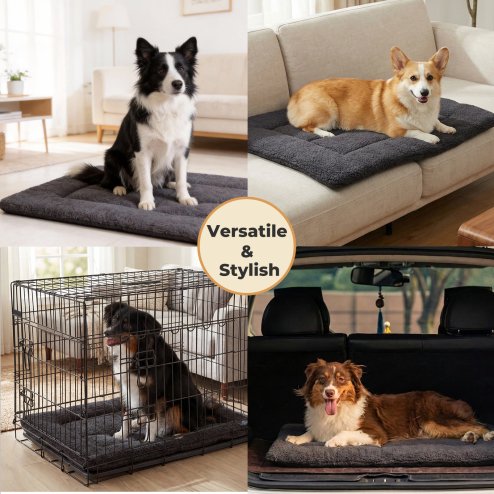 SKYLOS Dog Bed Mattress Soft Plush Cat Bed Non Slip Pet Kennel Crate Mat 61x46cm