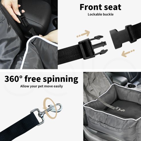 Skylos Pet Car Booster Seat Travel Bed Velvet in Grey Colour