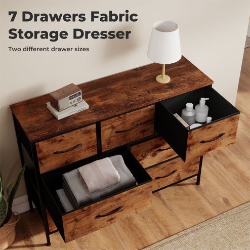 Levede Chest of Drawers 7 Drawer Storage for Bedroom Living Room in Brown Black