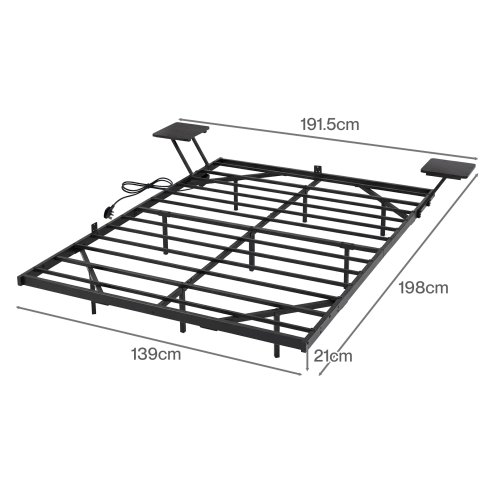 Levede Double Bed Frame Floating Design with Storage Shelves RGB Lights Black