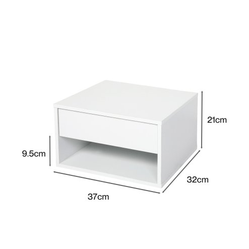 Levede Bedside Table Floating Set of 2 Wall Mounted Drawer Open Shelf White