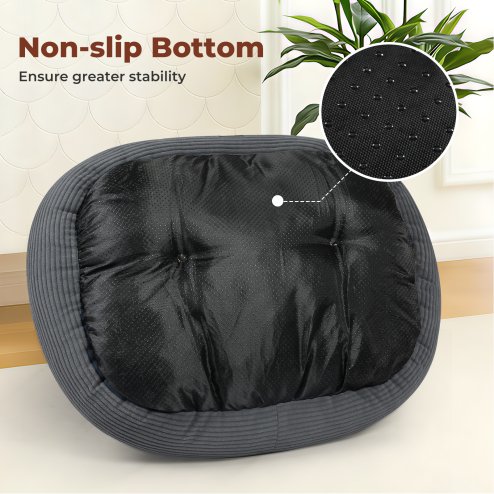 Skylos Dog Bed Luxury Soft Washable Puppy Cat Cushion Mattress Corduroy Grey S