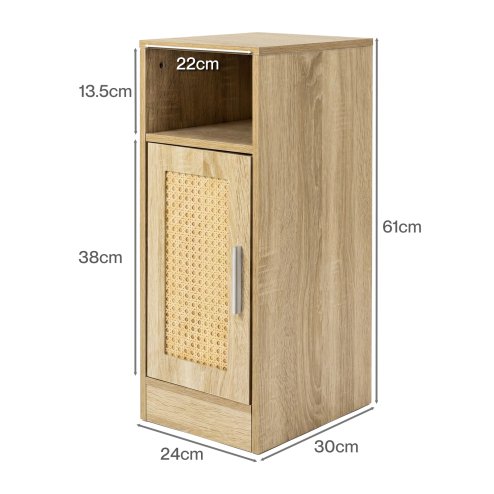 Levede Bedside Table 2 Pc Narrow Side Table Boho Rattan Storage For Bedroom Wood