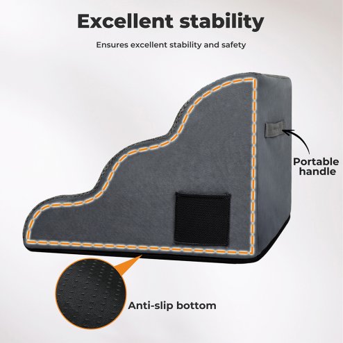 Skylos 3-Step Pet Stair Dog Ramp for Sofa Bed High Density Foam Non-Slip Ladder
